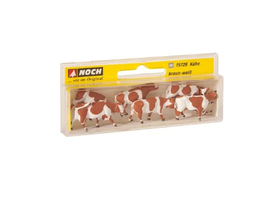 Figurines miniatures : Vaches brunes et blanches 1:87 - Noch 15726