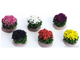 6 buissons fleuris MINIATURES pour crèches, dioramas, décors de paysages divers