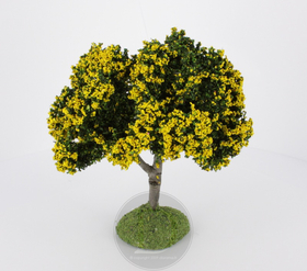 Arbre fleuri jaune 11 cm - décors pour crèches