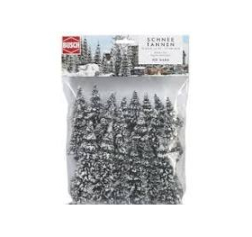 Végétation miniature : Assortiment de 20 sapins enneigés 1/87 - Busch 06466