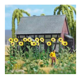 Végétation miniature : 6 plants de 3 tournesols au 1/87 - Busch 1261