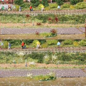 Végétation miniature : 100 touffes d'herbe miniatures jaune/rouge 5, 6 mm