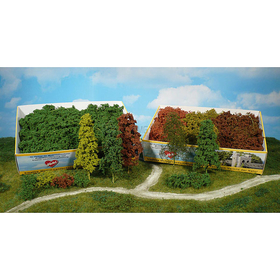 Végétation miniature : Heki 1633 - 15 buissons + arbres 1:87 - HO - Couleur : verts foncés