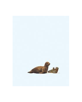Animaux miniatures - 1 otarie et son bébé  au 1:87 HO - Preiser 29518