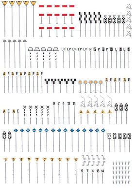 Accéssoires miniatures : Set de panneaux signalisation de voies - 1:87 H0 - Faller 120298