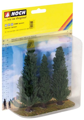 Végétation miniature : 3 Cyprès 10, 11 et 13 cm - Noch 21998