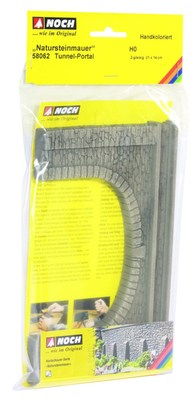 Décors miniature : Entrée de tunnel en pierre naturelle, double voie - 1:87 - Noch 58062