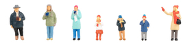 Figurines : 7 Visiteurs du marché de Noël 1/87 HO - Faller 151642
