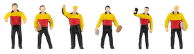 6 figurines : 6 Livreurs de colis - 1:87 H0 - Faller 151611