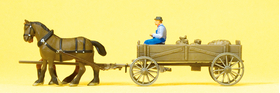 Figurines miniature : Charrette et deux chevaux - 1:87 HO - Preiser 30411