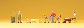 Figurines miniature : 6 Jardiniers et accessoires 1:87 - Preiser 10046