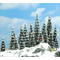 Végétation miniature : Assortiment de 20 sapins enneigés 1/87 - Busch 06466