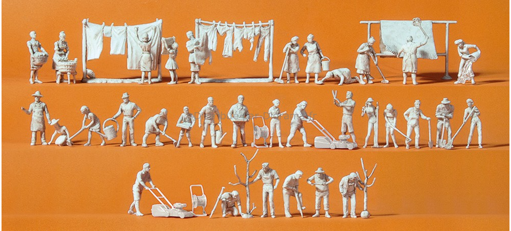 Figurines Preiser HO - 50 Personnages Travailleurs De Chantier - Peints - Occasion Très Bon état